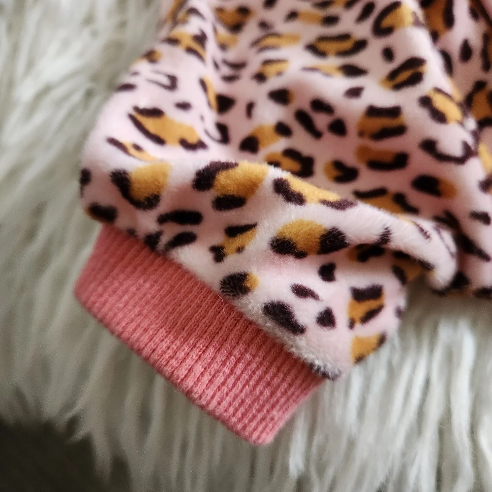 Pink Leopard Print Jumpsuit Ribbed Collar & Cuff Sleep Or Play 🌸HP🌸